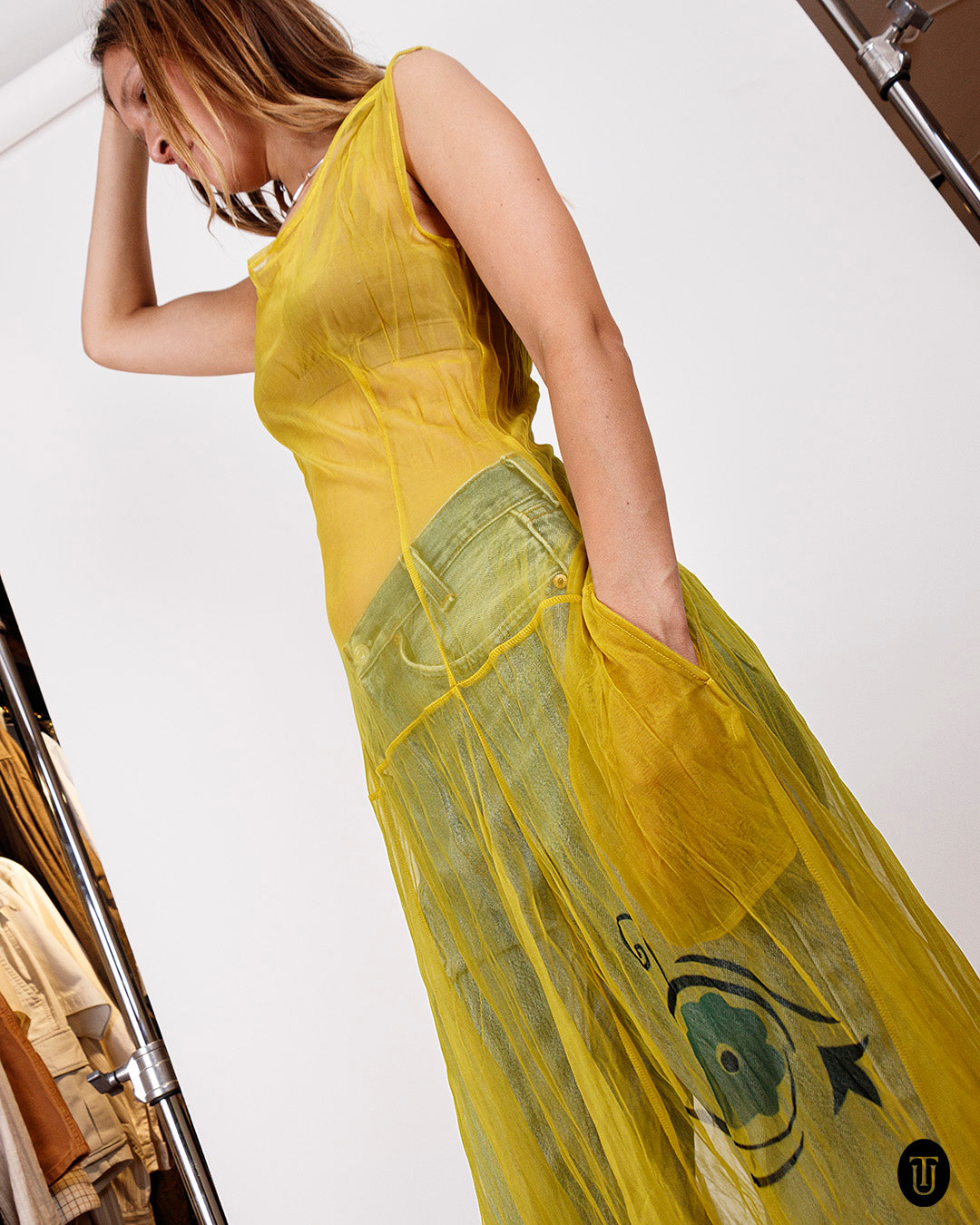 2000s Yohji Yamamoto Sheer Yellow Maxi Dress S/M