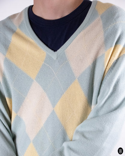 80's Pringle Classic Cashmere Diamond Print Sweater L