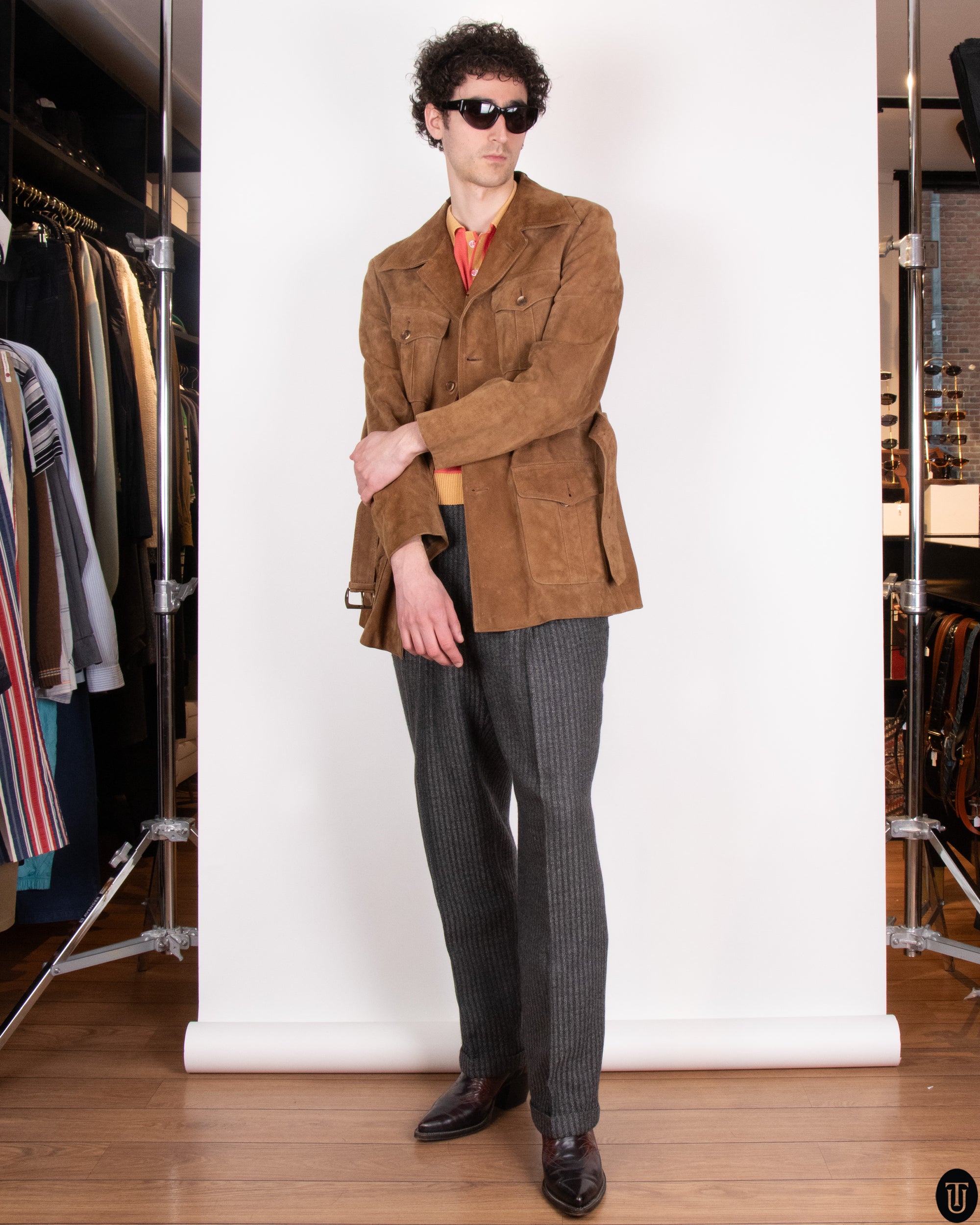 70s Italian Camel Suede Jacket S