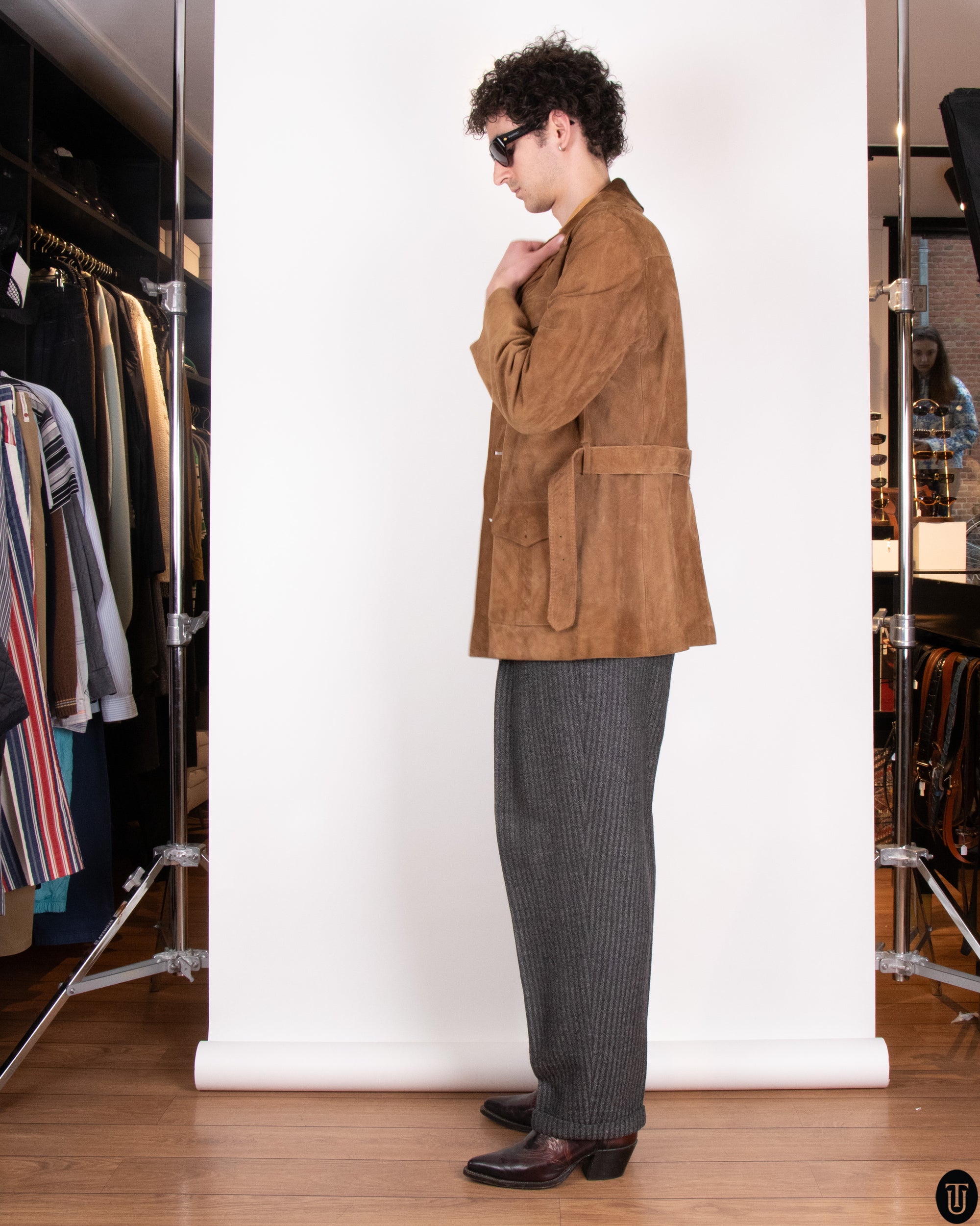 70s Italian Camel Suede Jacket S