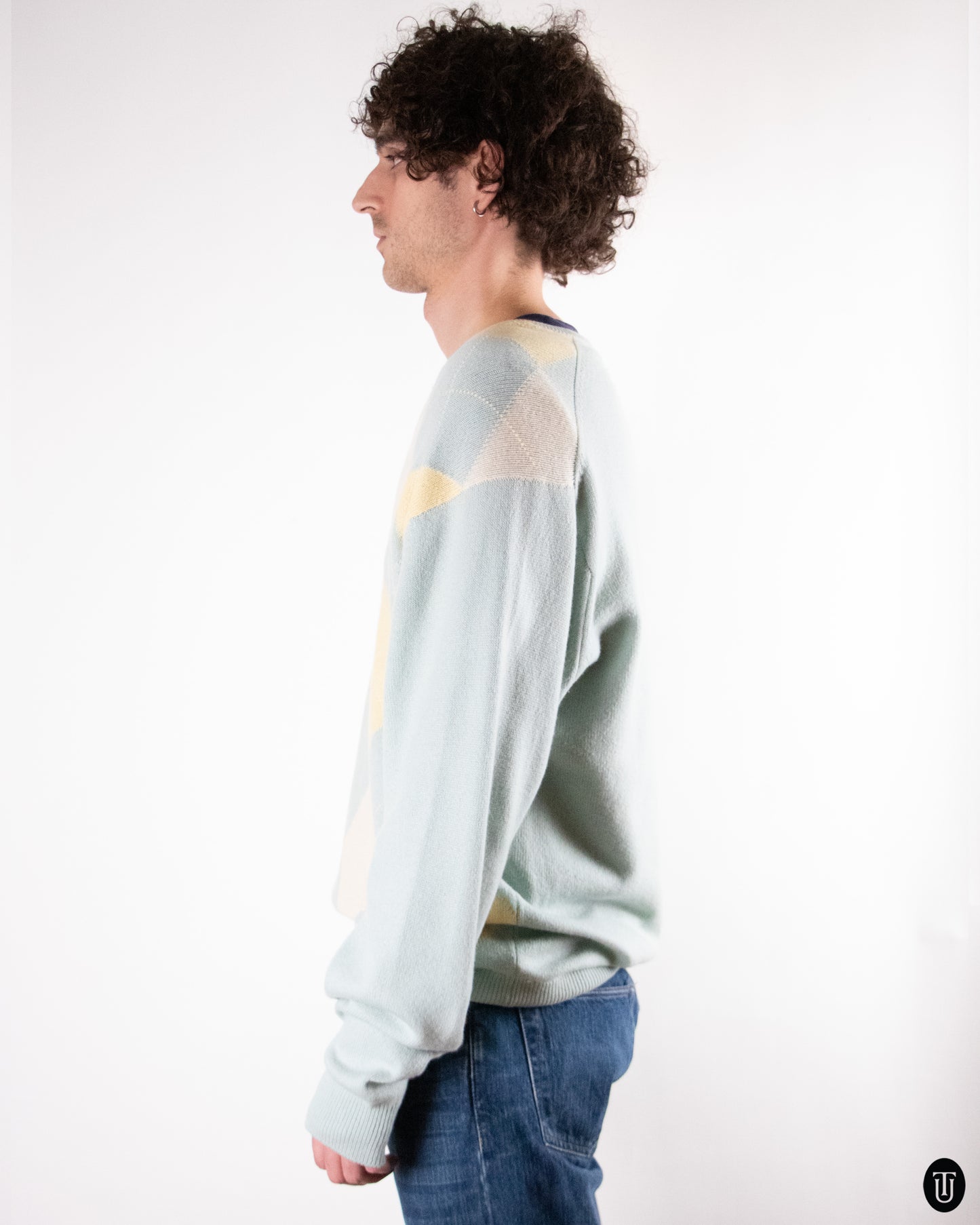 80's Pringle Classic Cashmere Diamond Print Sweater L