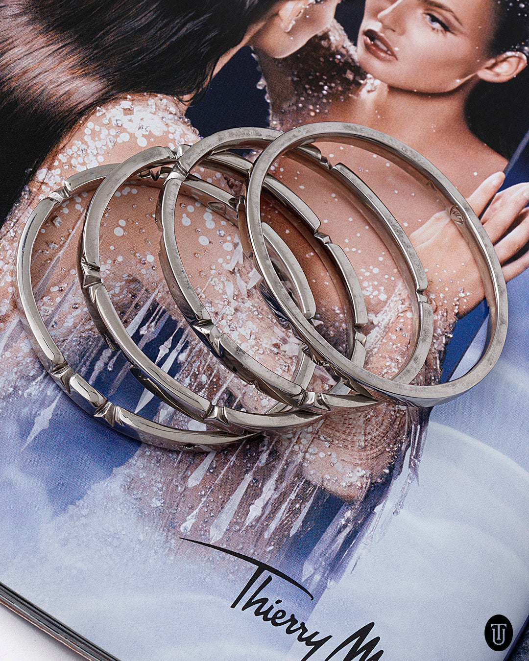 Five 1990s Thierry Mugler Sterling Silver Bangles