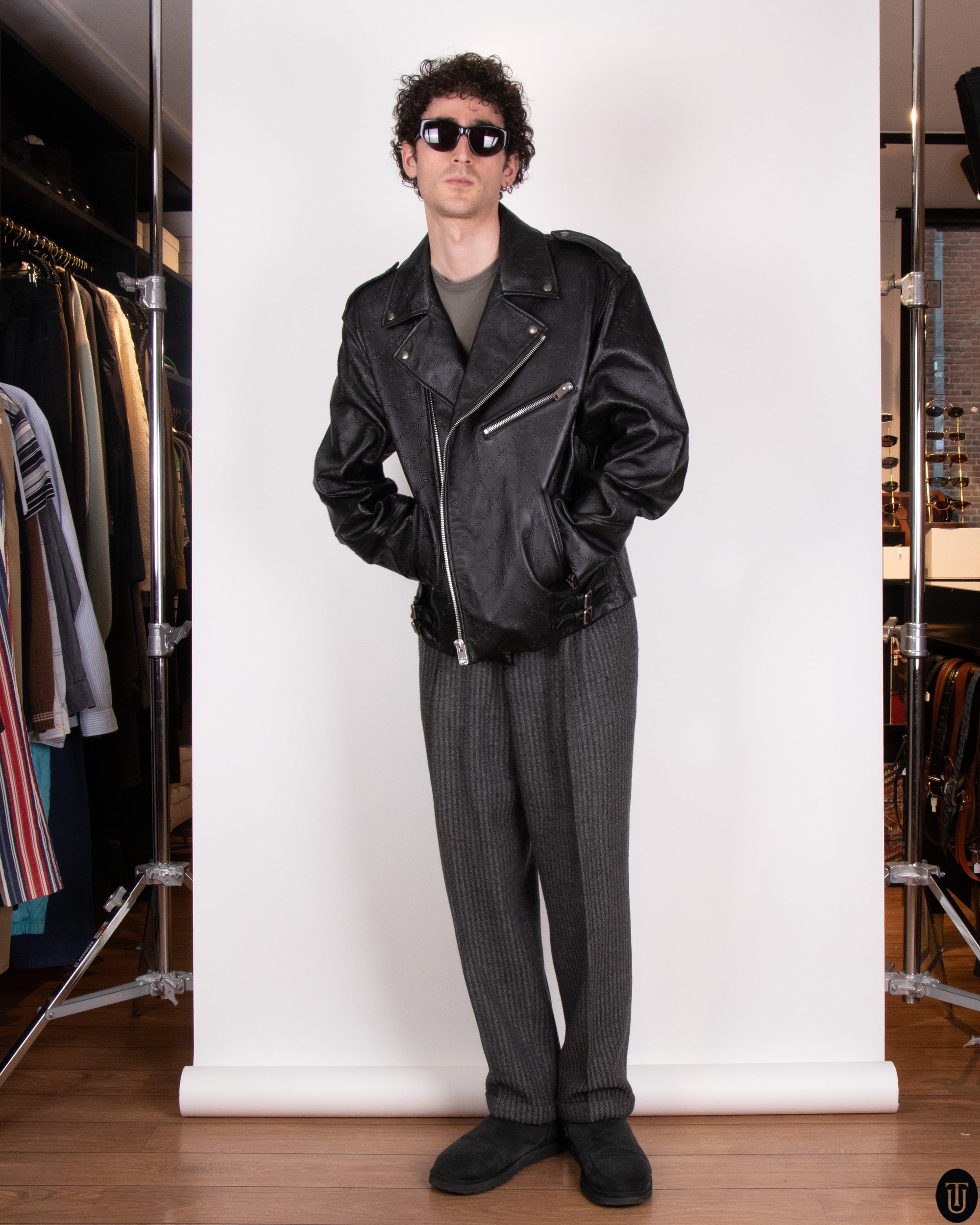 2017 Gucci Nappa Leather Biker Jacket L