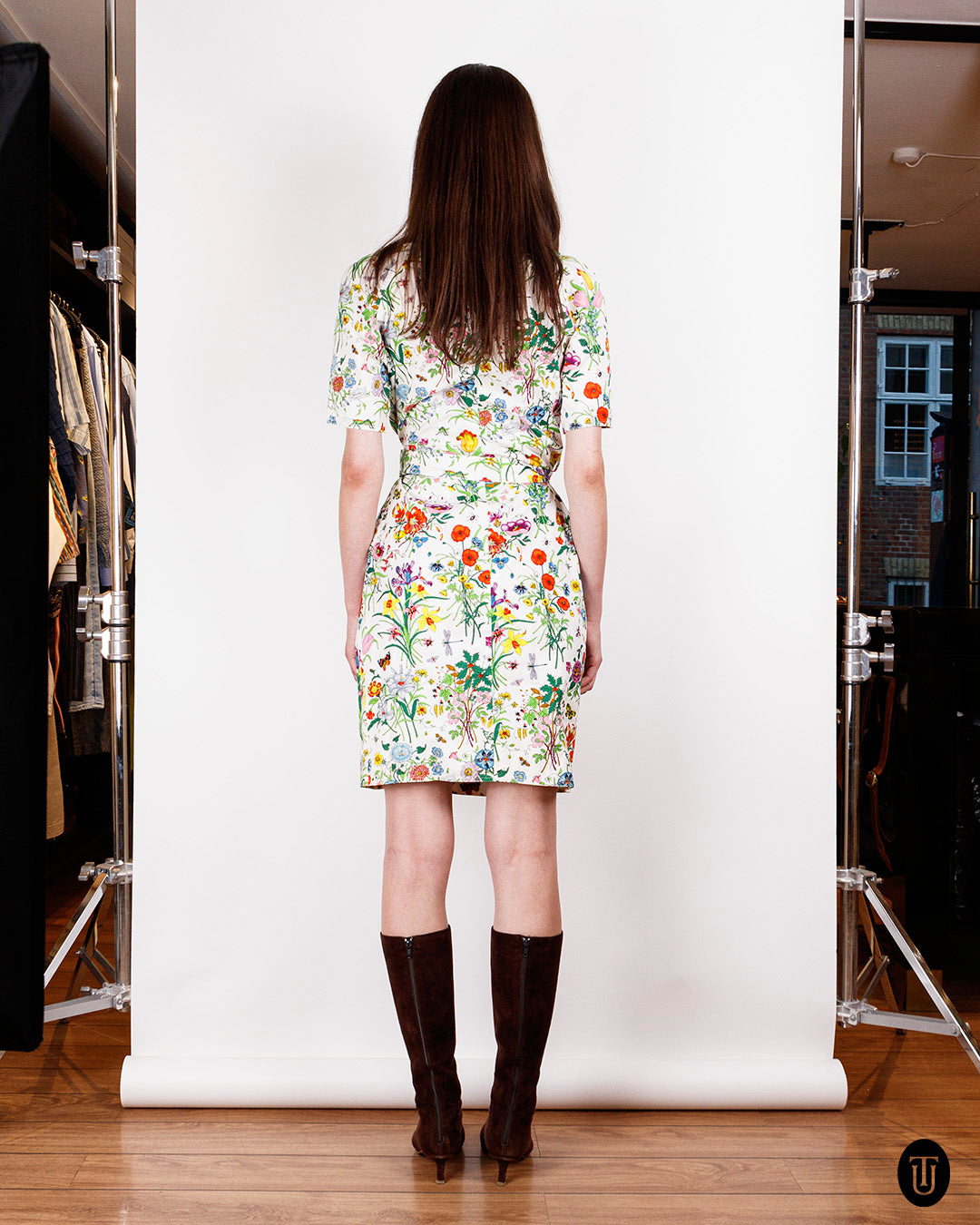 Late 1980s Gucci Floral Cotton Wrap Dress S