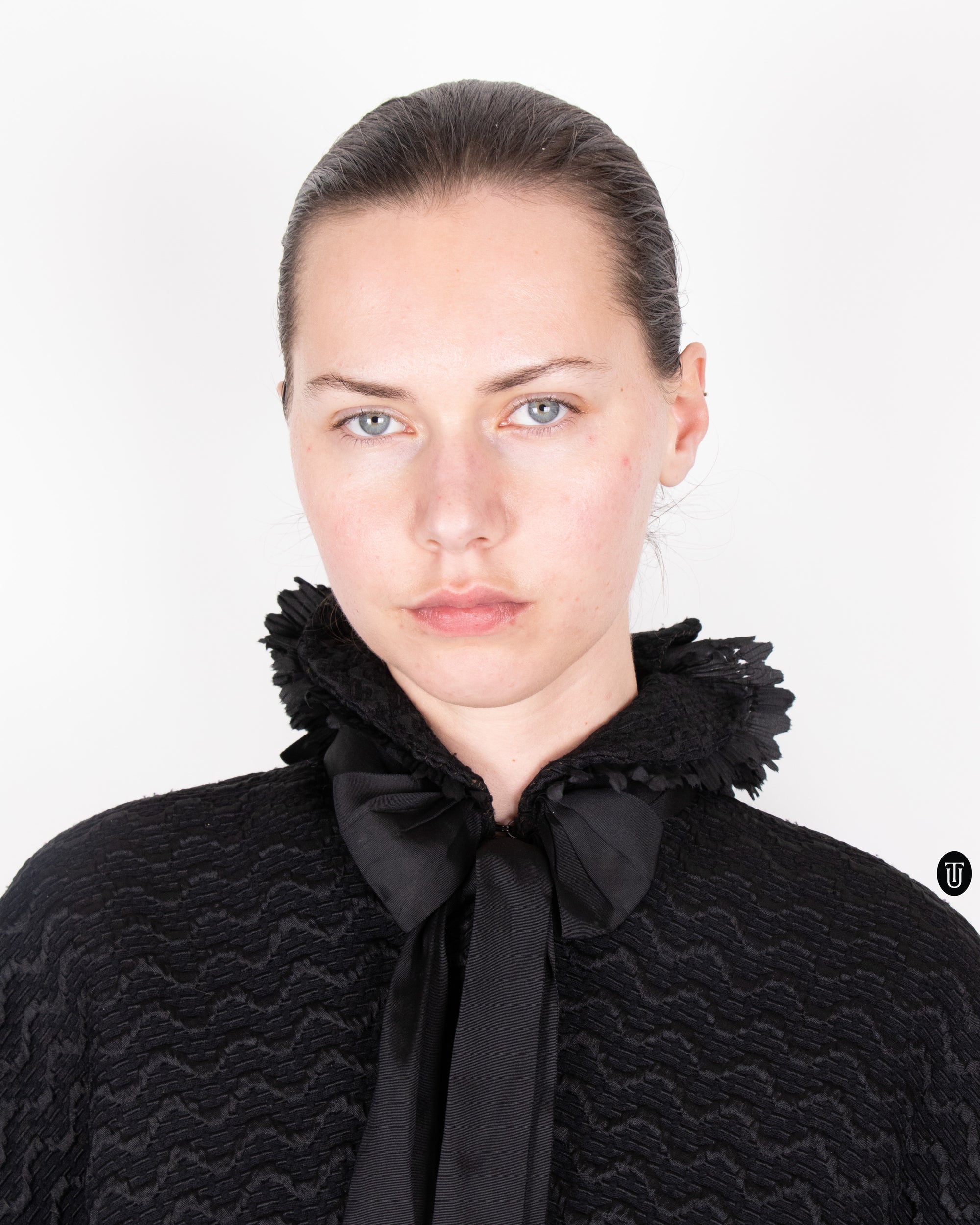 1890's Black Cape with Floral Collar Detail M