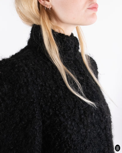 90's Italian Black Wool-blend Coat S