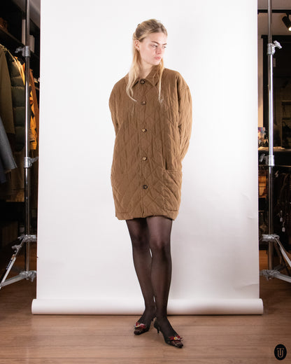 80's Hermés Quilted Camel Coat XL