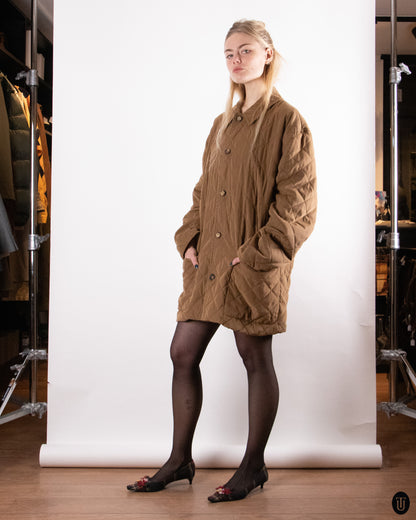 80's Hermés Quilted Camel Coat XL