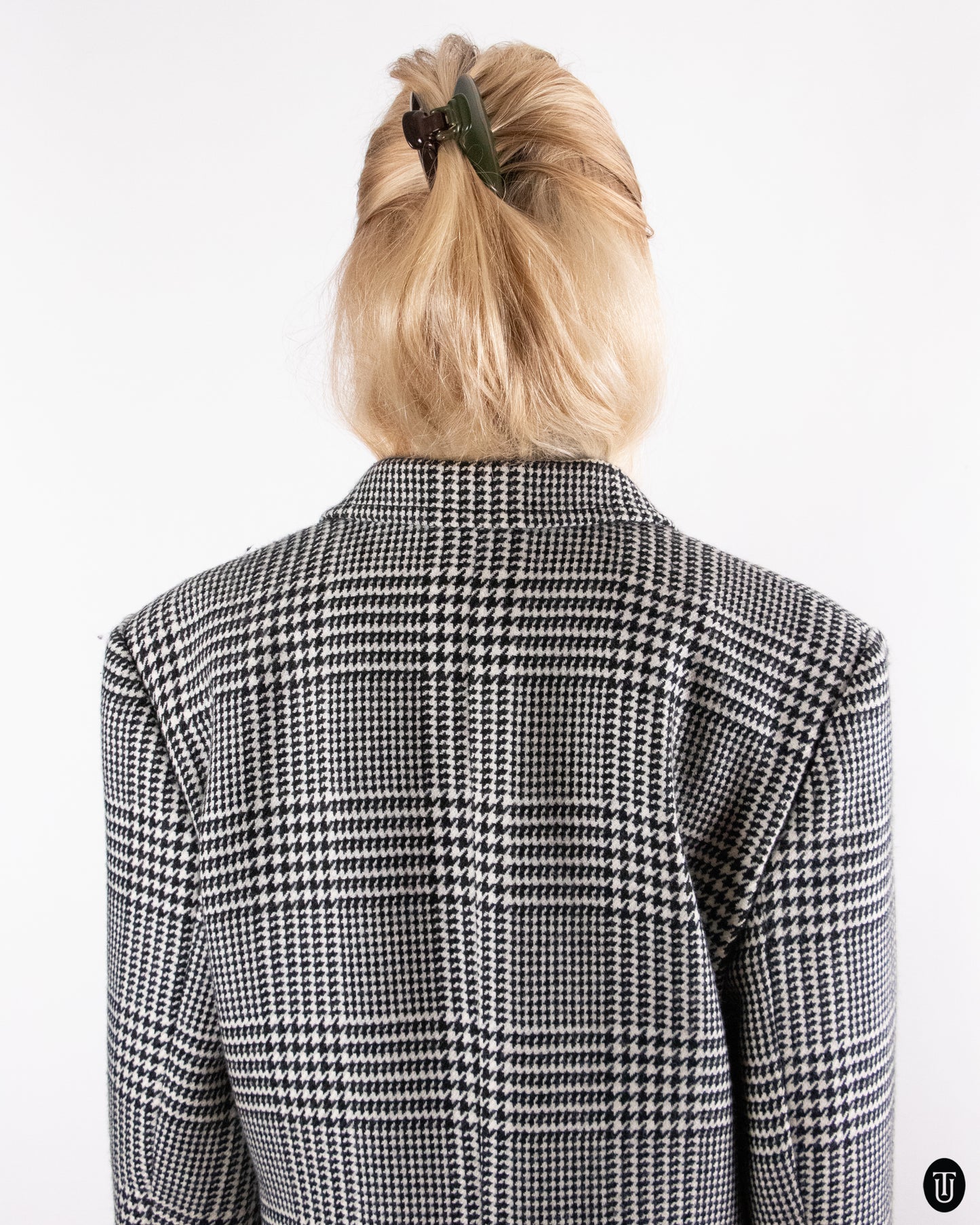 80's Yves Saint Laurent Checkered Wool Blazer XL