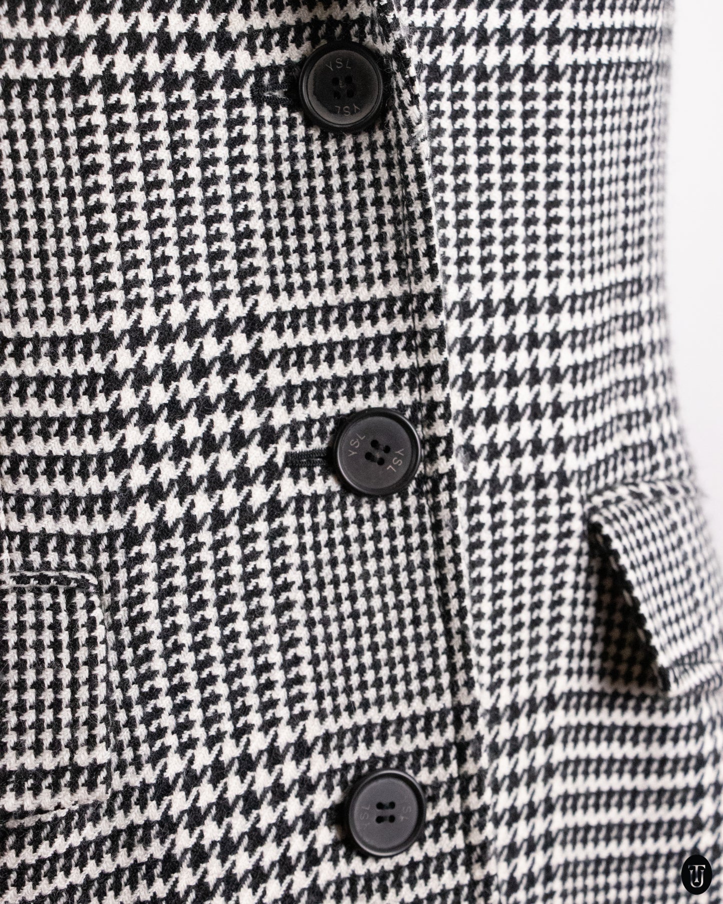80's Yves Saint Laurent Checkered Wool Blazer XL