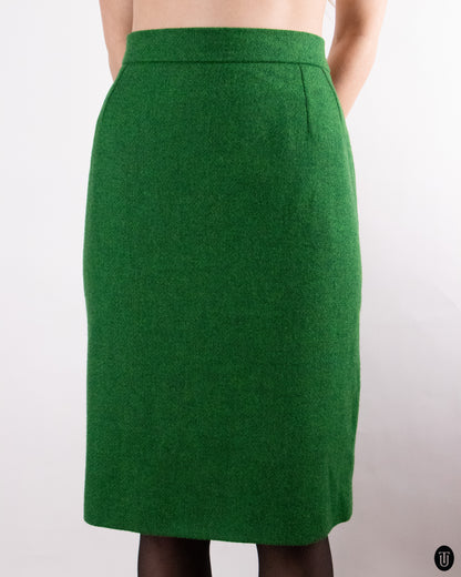 80's Yves Saint Laurent Forest Green Wool Suit L
