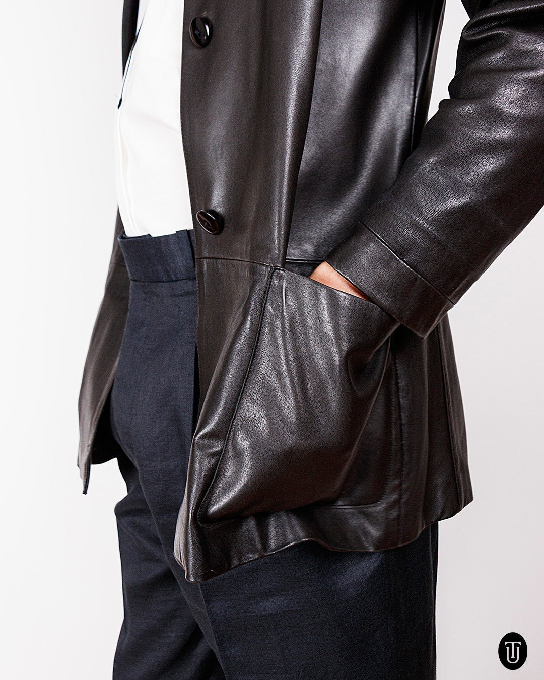 1990s Black Leather Jacket S