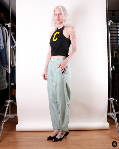 80's Krizia Trends Silk Barrel Trousers M