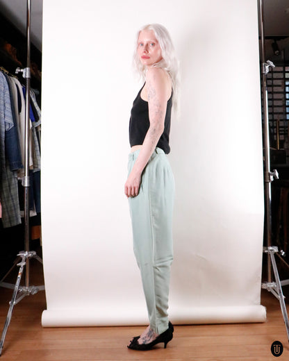 80's Krizia Trends Silk Barrel Trousers M