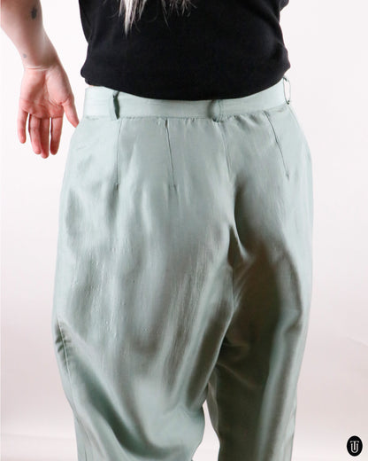 80's Krizia Trends Silk Barrel Trousers M