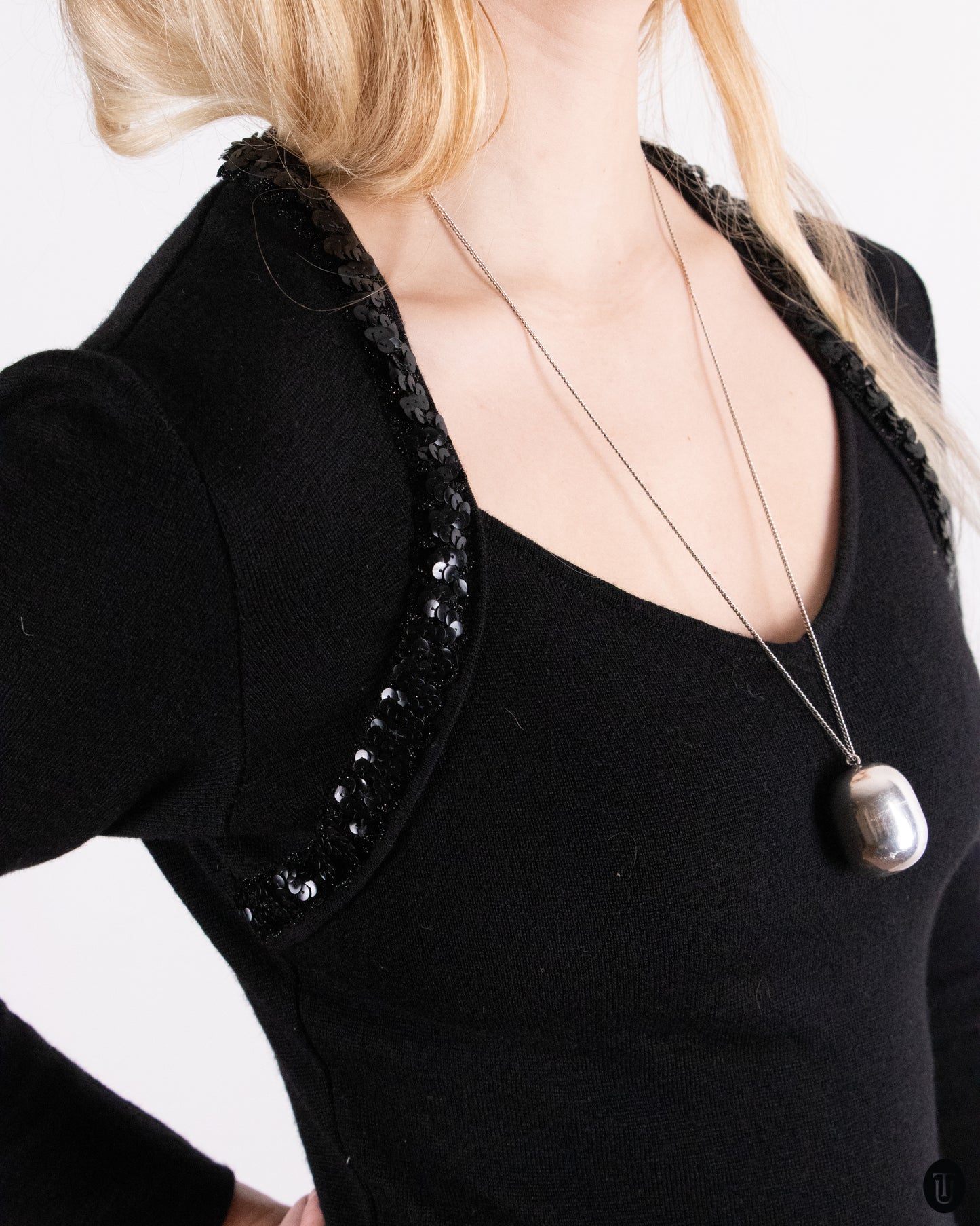 80's Yves Saint Laurent Black Wool Dress M