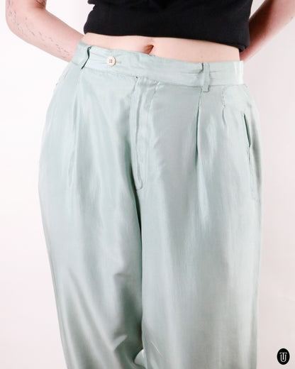 80's Krizia Trends Silk Barrel Trousers M