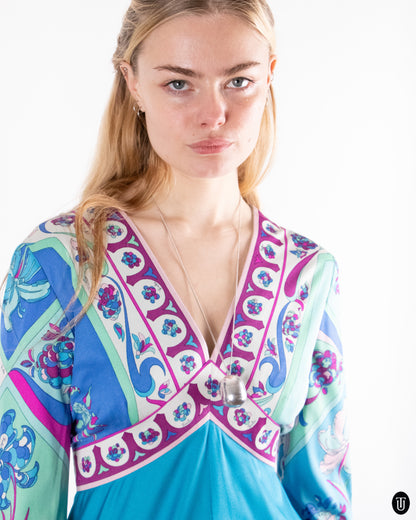 60's Emilio Pucci Printed Silk Jersey Dress M