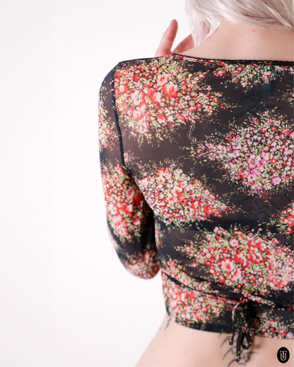90's Blumarine "BluGirl" Floral Wrap Shirt M