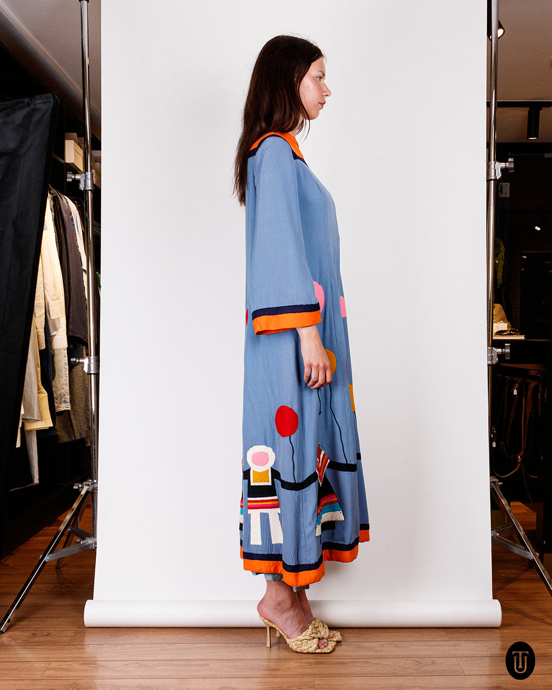 1970s Malcolm Starr Felt Appliqué Maxi Dress S