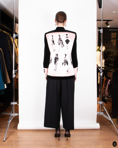 80's Escada by Margareta Ley Pink Black Embellished Blazer S