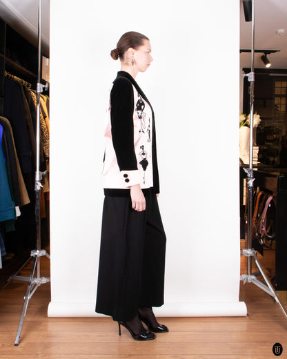 80's Escada by Margareta Ley Pink Black Embellished Blazer S