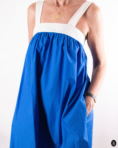 80's Jean De Castelbajac Blue Cotton Button Dress M