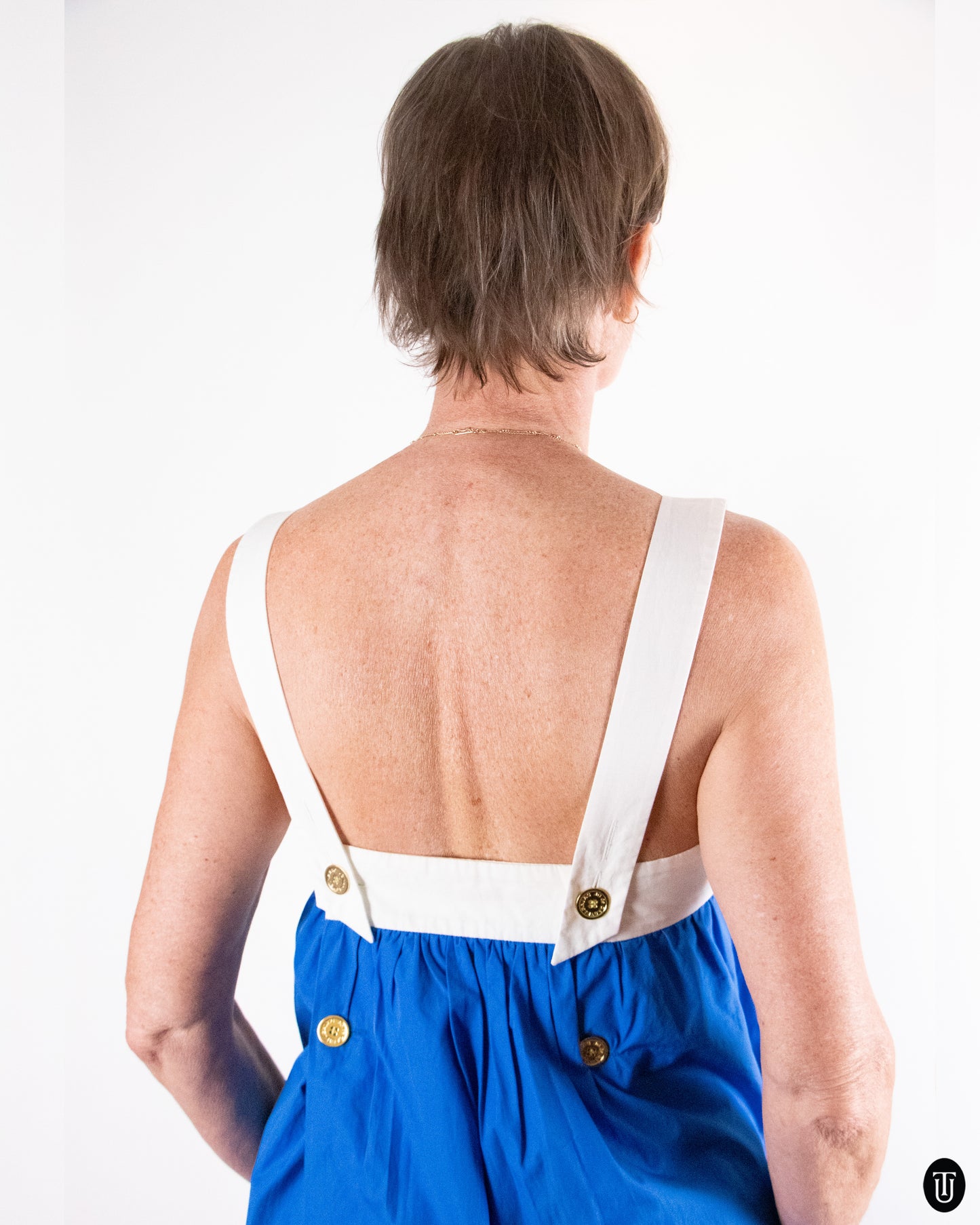 80's Jean De Castelbajac Blue Cotton Button Dress M