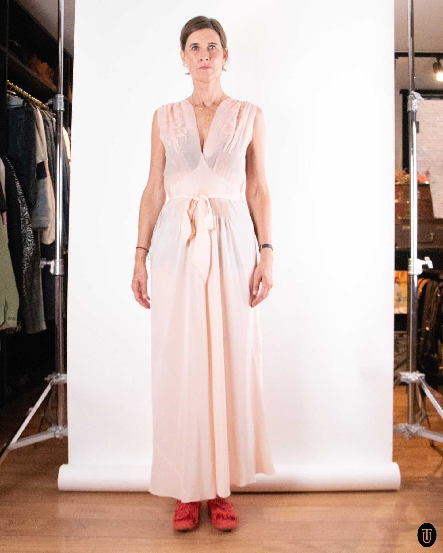 1940's Pink Silk Slip Dress M