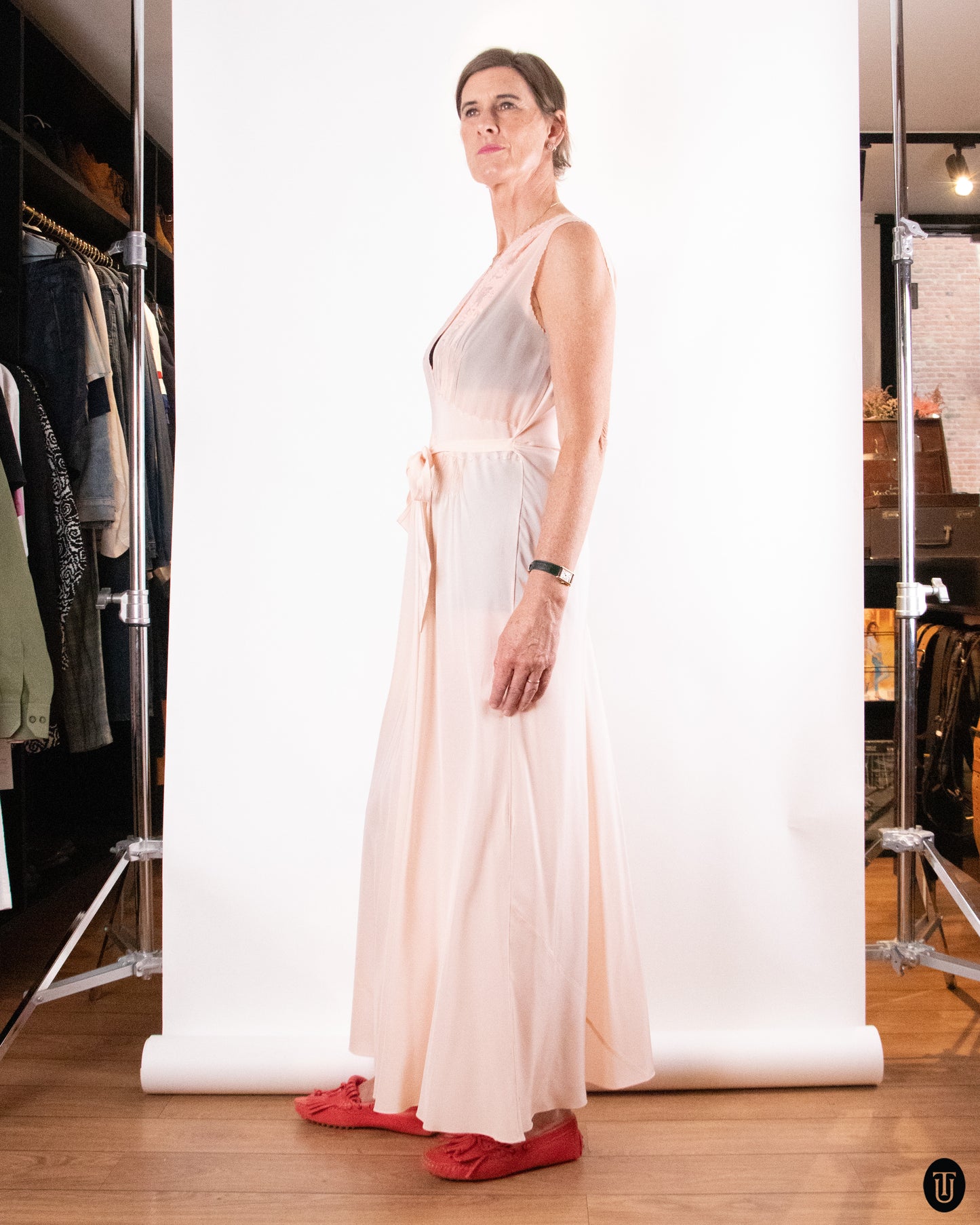 1940's Pink Silk Slip Dress M
