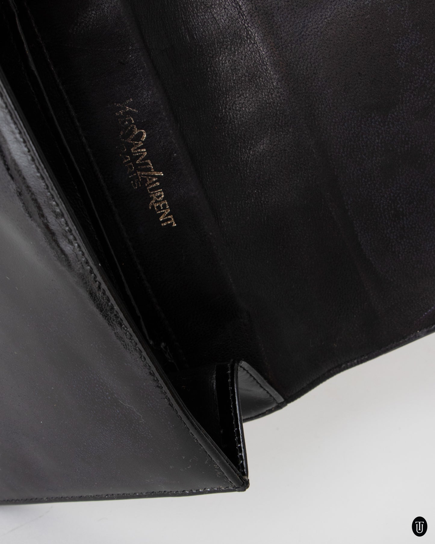 70's Yves Saint Laurent Patent Leather and Metallic Clutch