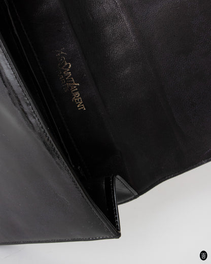70's Yves Saint Laurent Patent Leather and Metallic Clutch