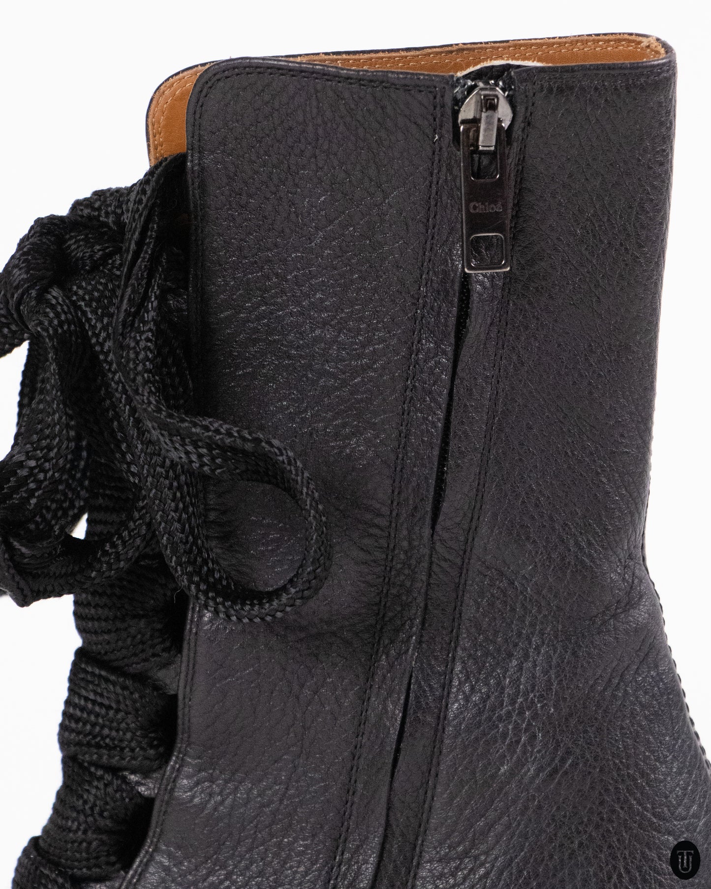 00s Chloé Black Lace-up Ribbon Boots