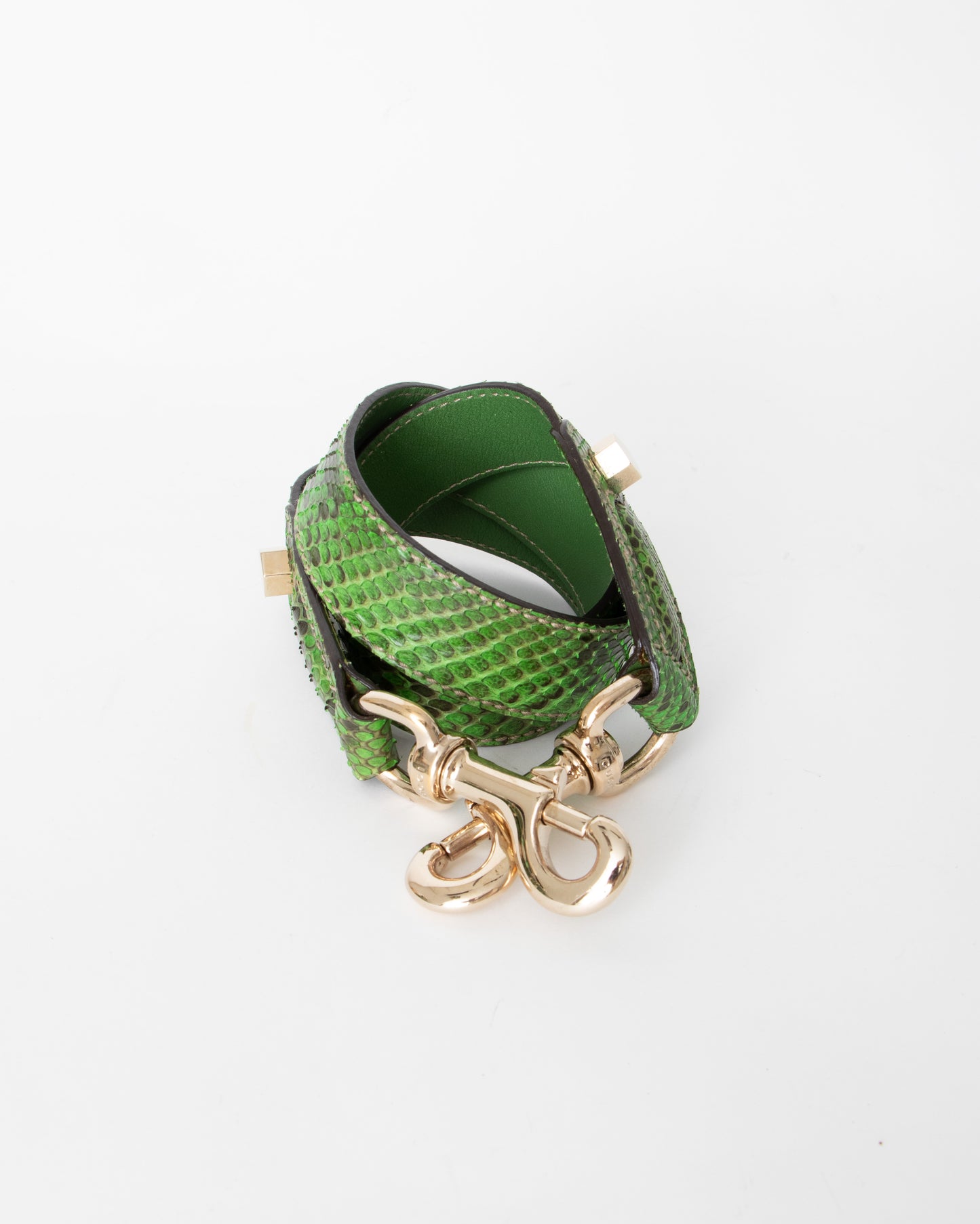 00s Gucci Green Python Pop Handbag with Bamboo Handle