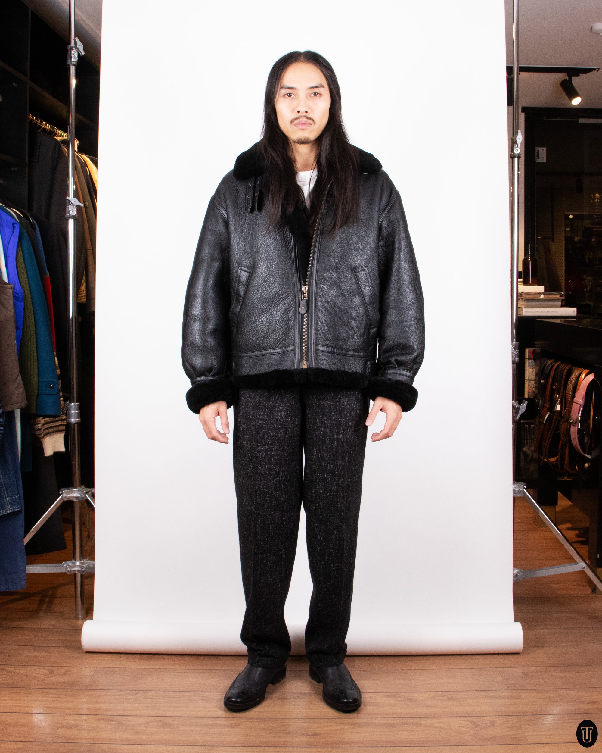 80s Shearling Air Force Leather Jacket L