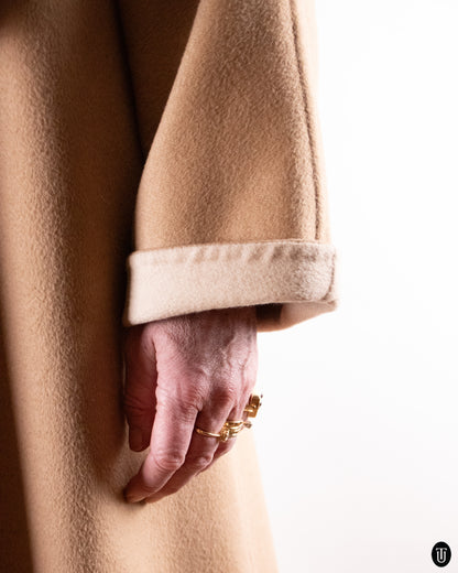 60's Yves Saint Laurent Camel & Fox Fur Coat L