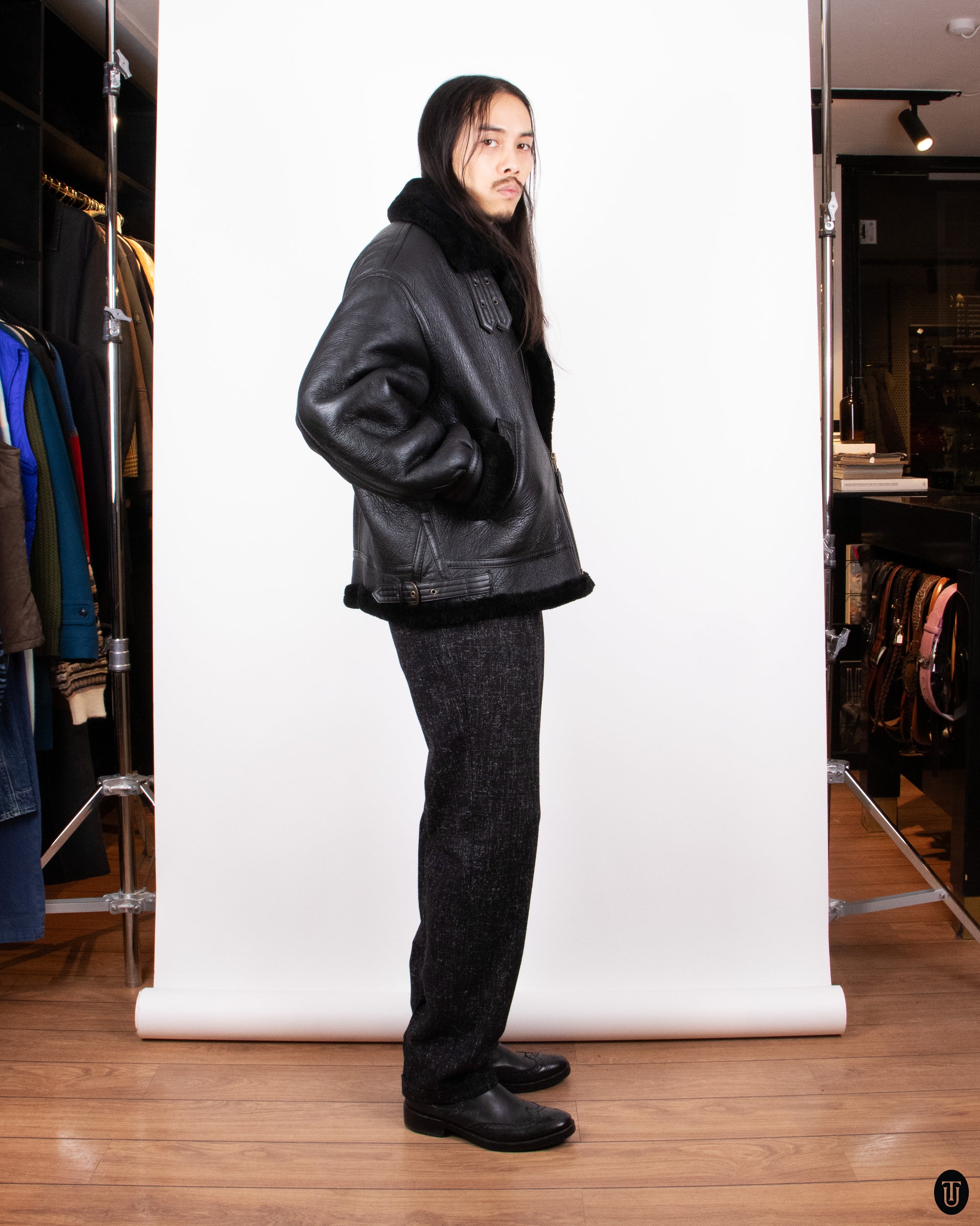 80s Shearling Air Force Leather Jacket L