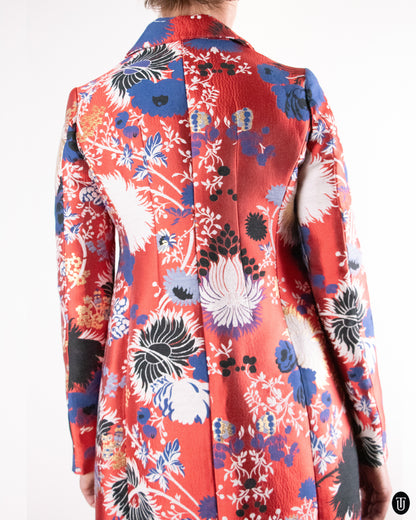 00's Rochas Tailored Cotton Floral Coat M