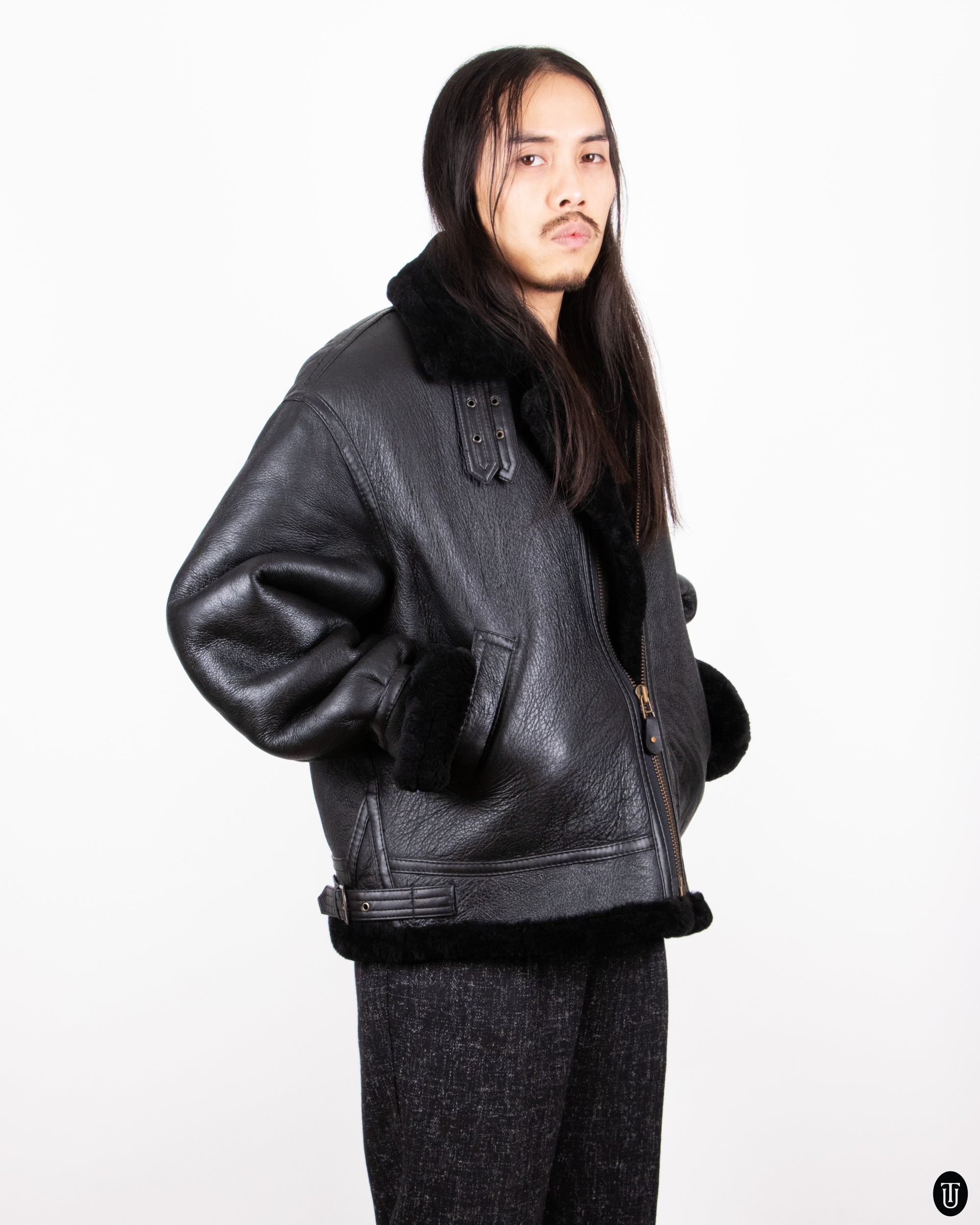 80s Shearling Air Force Leather Jacket L