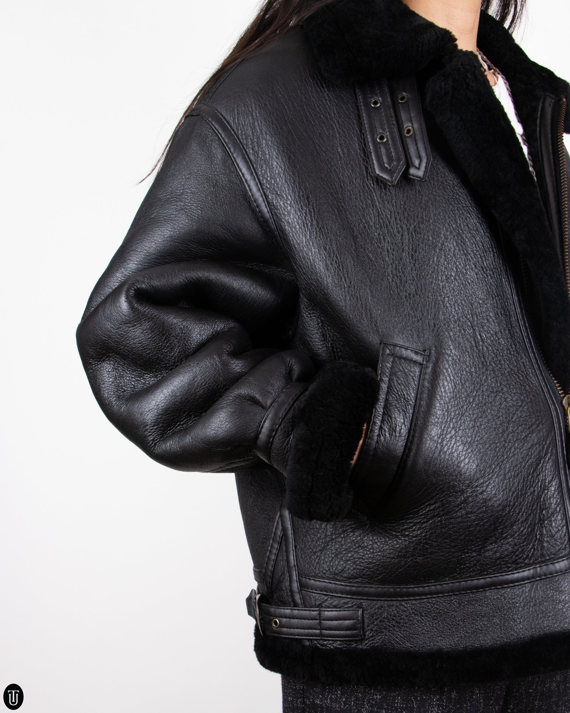 80s Shearling Air Force Leather Jacket L