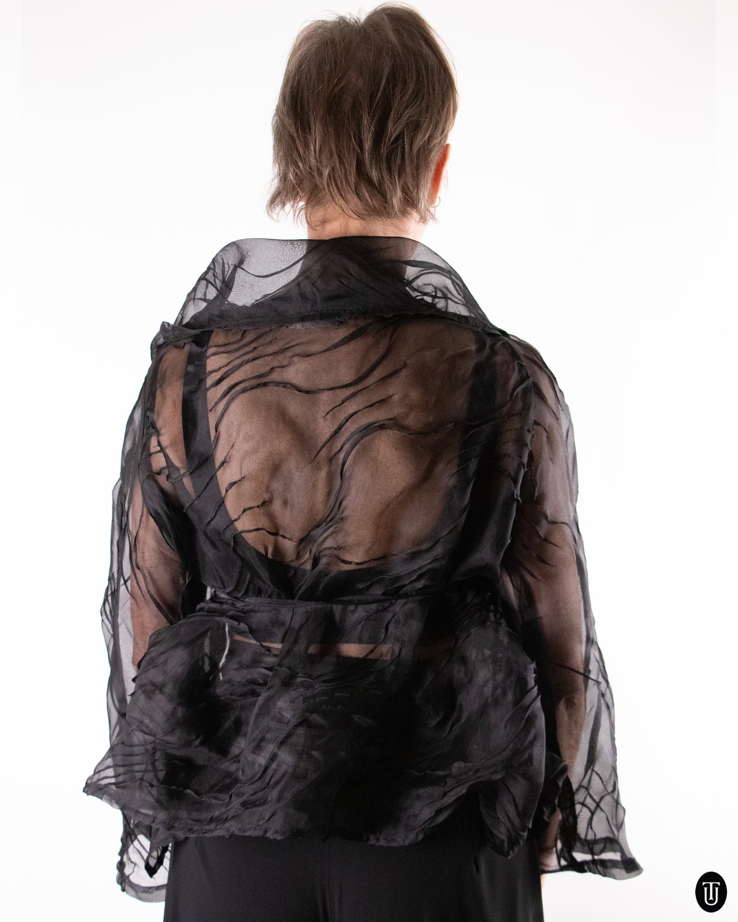 00's Ivan Grundahl Sheer Organza Overlay Top M