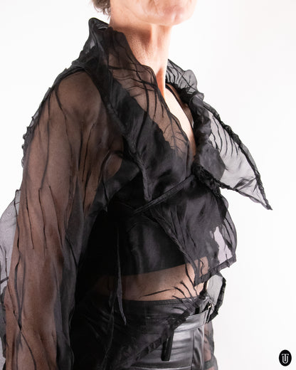00's Ivan Grundahl Sheer Organza Overlay Top M