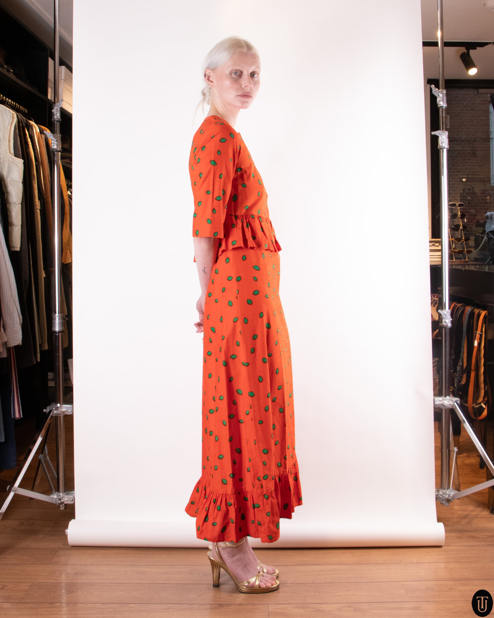 70's Marimekko Peplum Dress M