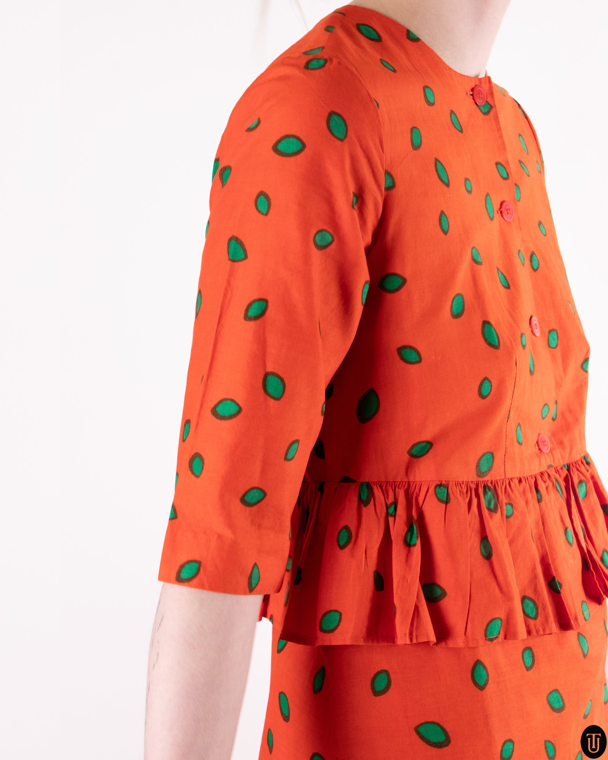 70's Marimekko Peplum Dress M