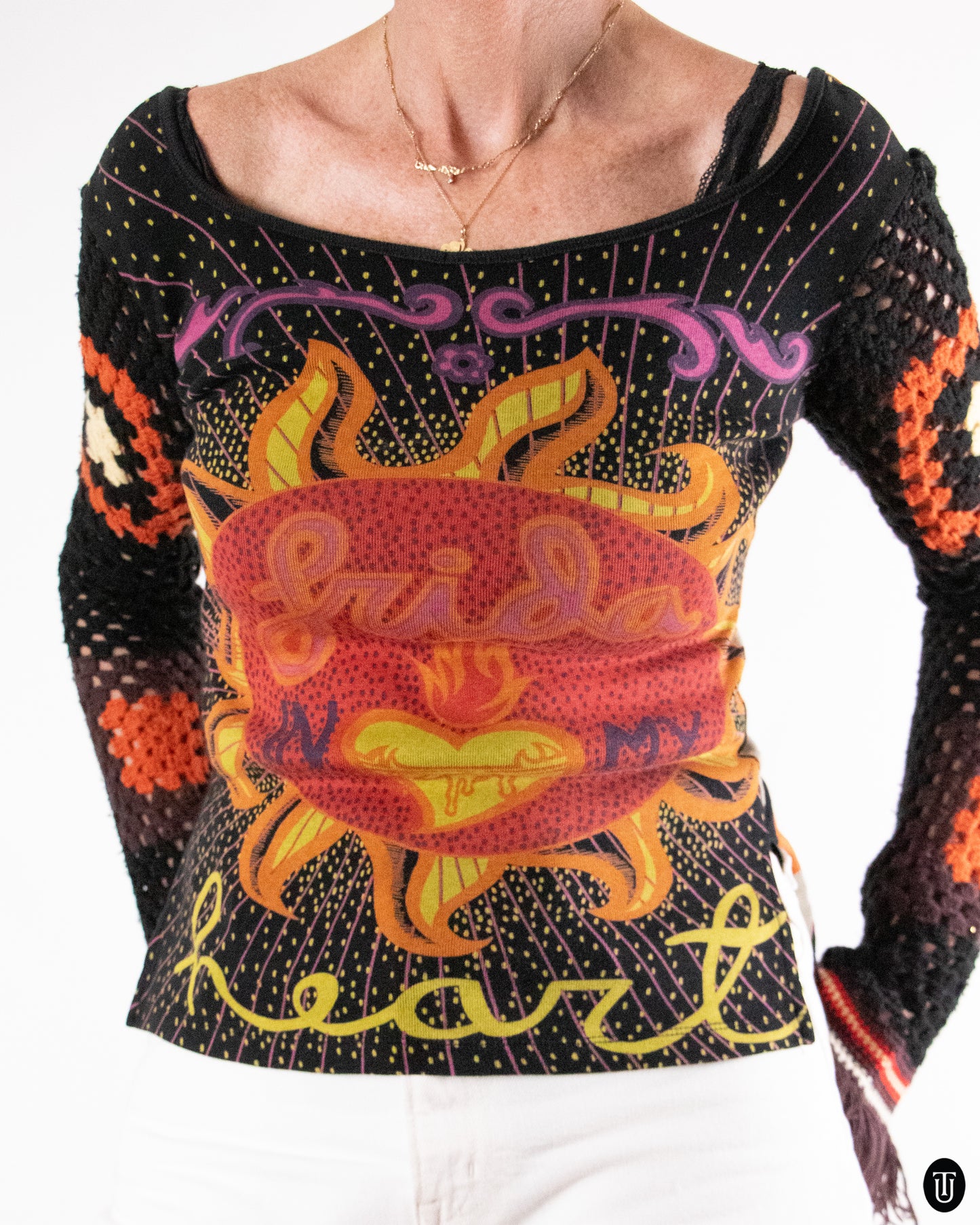 90's Custo Barcelona Cotton-Wool Blend Long Sleeve Top S