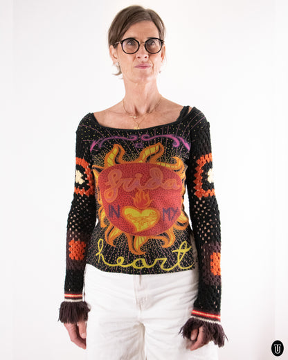 90's Custo Barcelona Cotton-Wool Blend Long Sleeve Top S