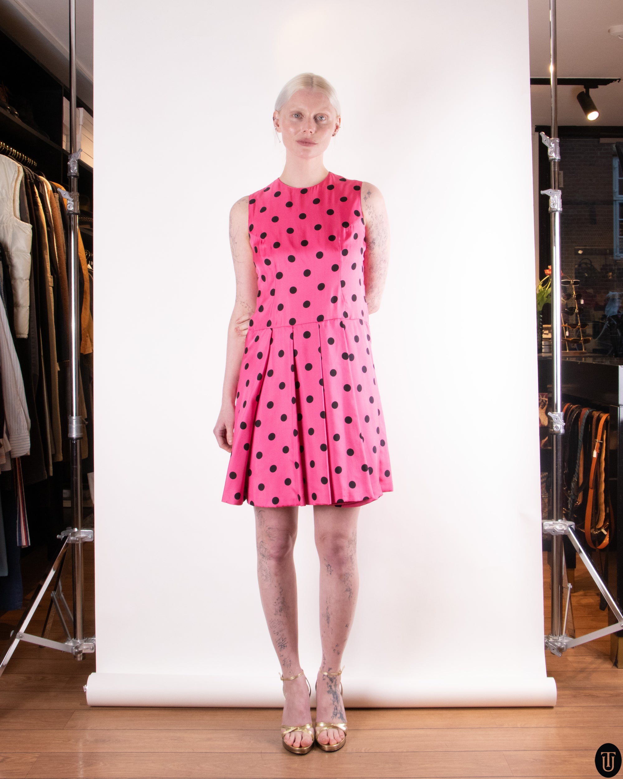 90s Polkadot Silk Dress S