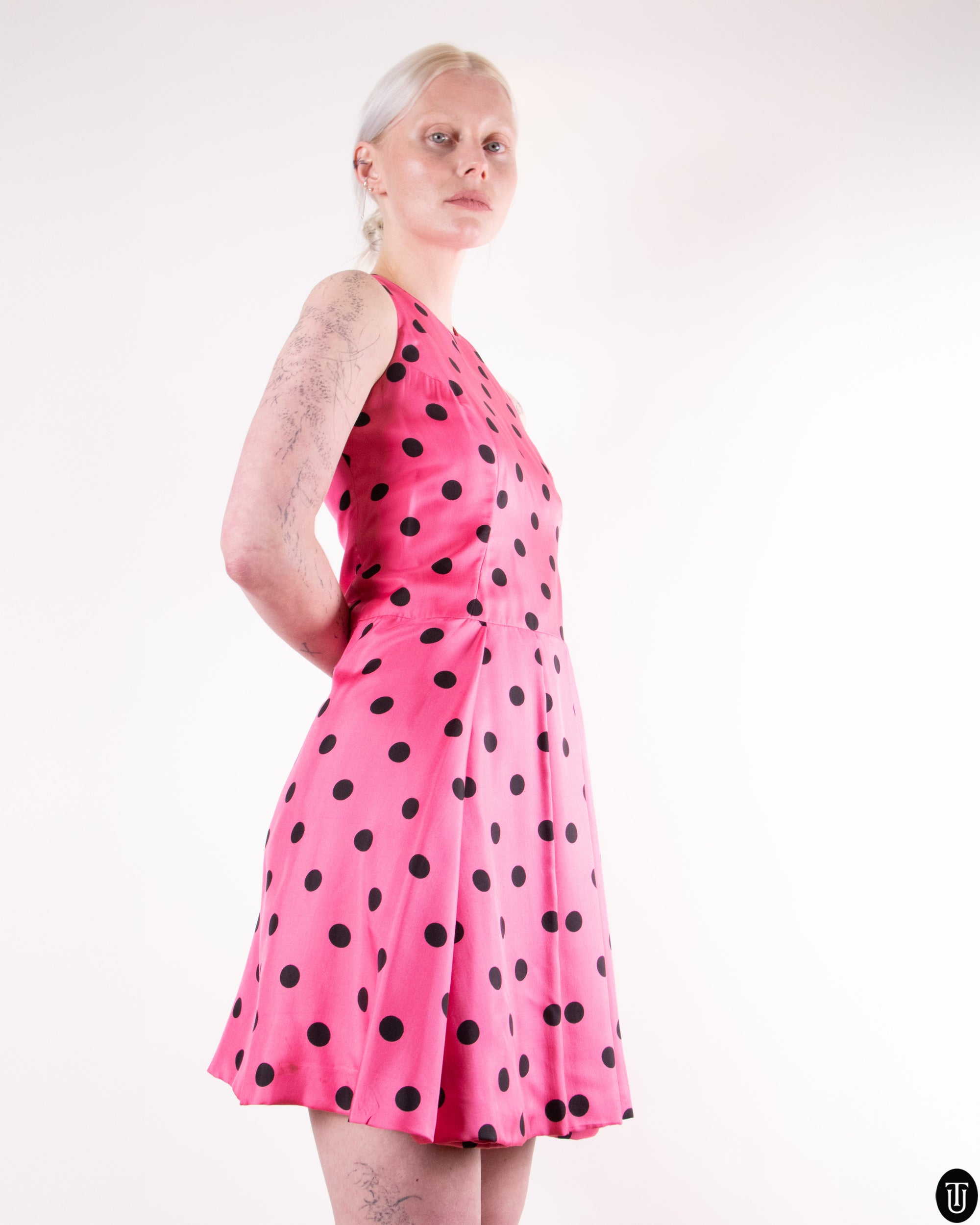 90s Polkadot Silk Dress S