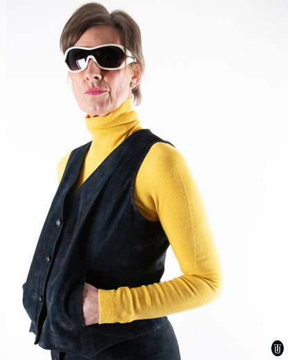 70's Céline Black Suede Two-piece Set M