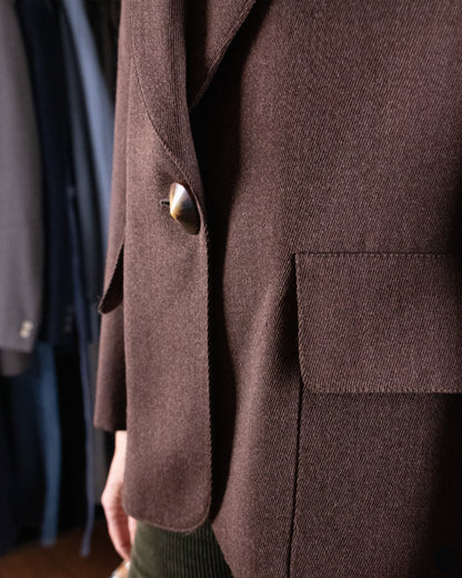 80's Yves Saint Laurent Brown Wool Blazer XL